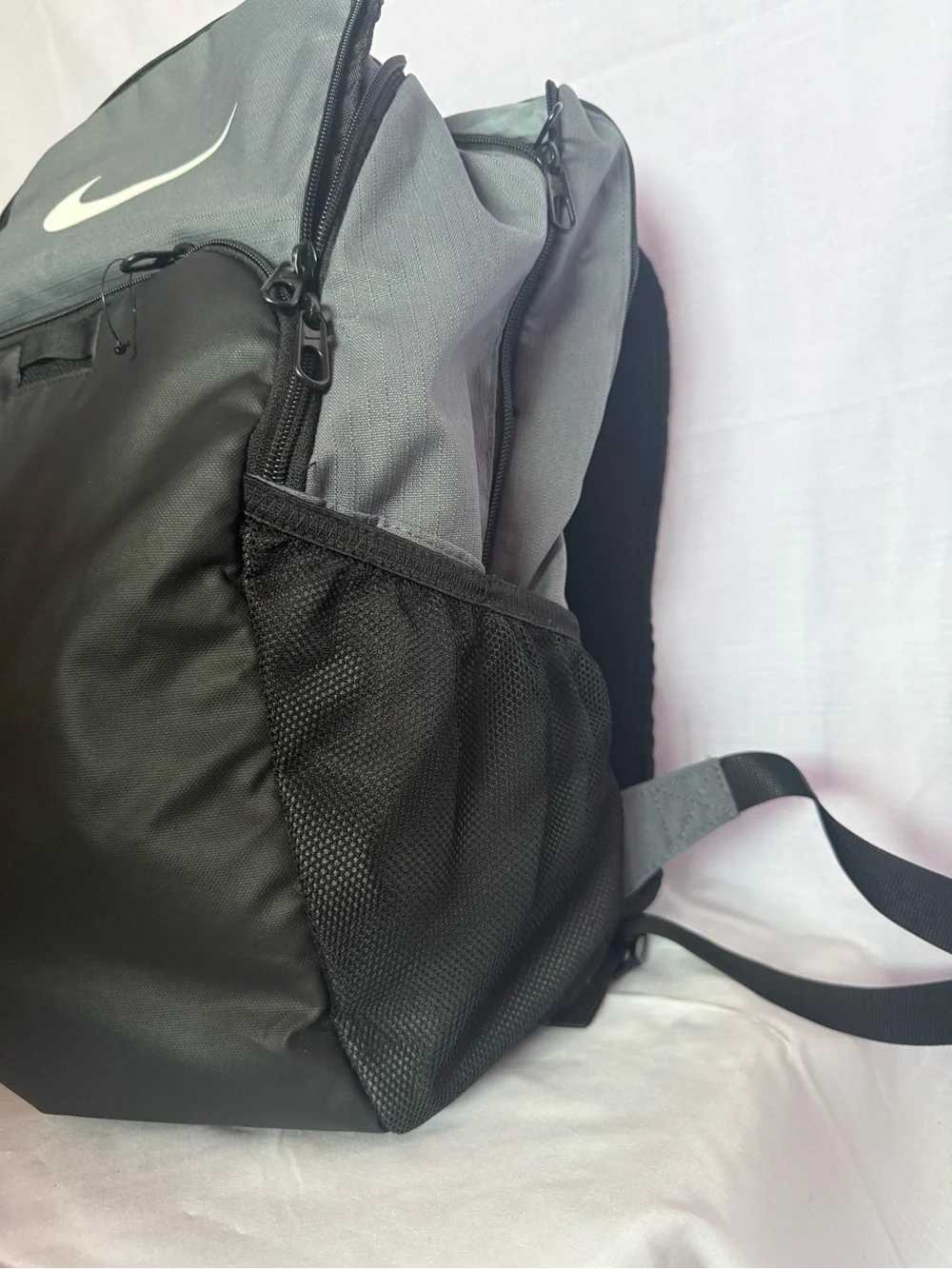 Nike Gray and Black Sport Backpack with Swoosh